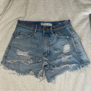 Rainbow band jean shorts from GARAGE